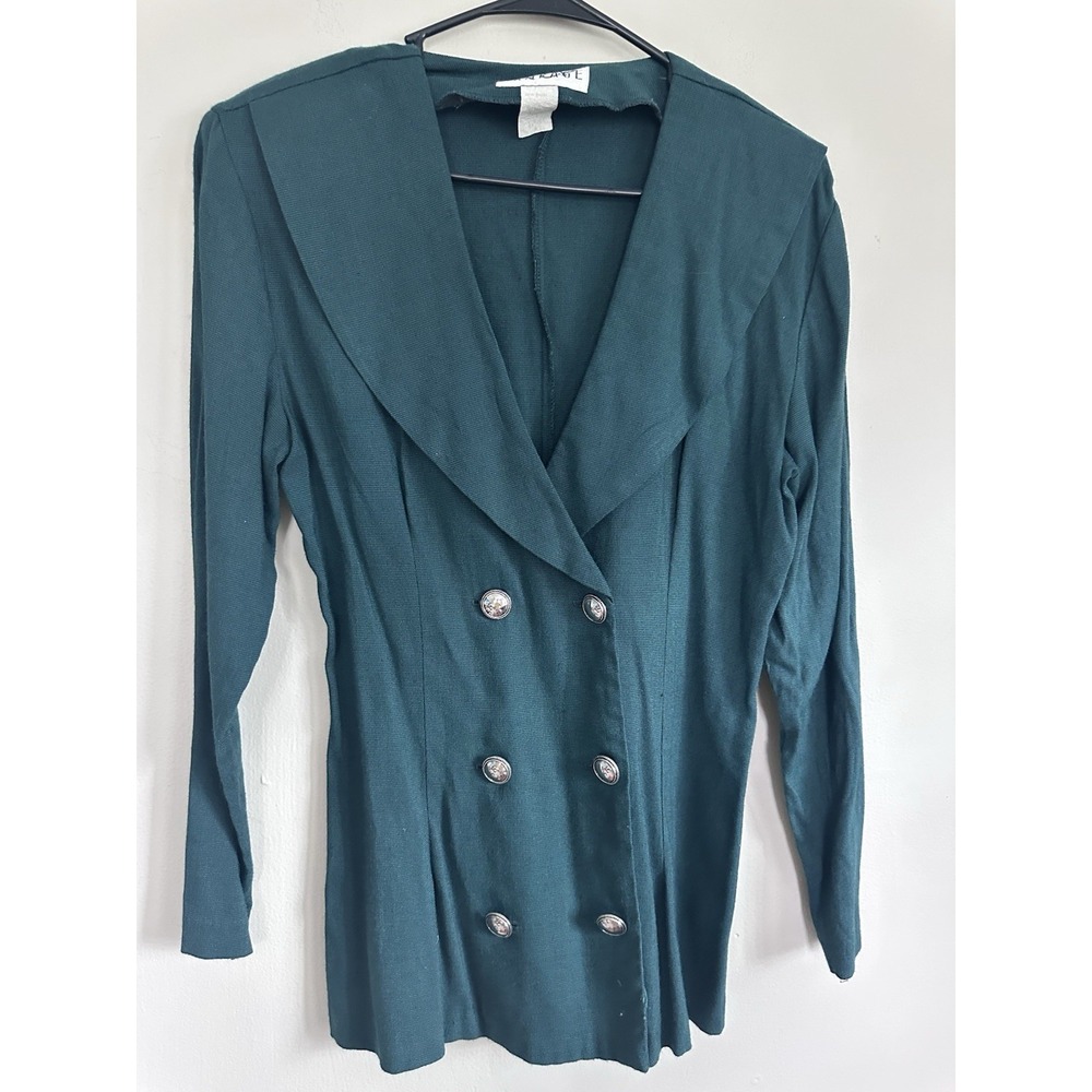 VTG Wuthering‎ Heights Look 80s Green Double Breasted Collar Jacket Size MEDIUM